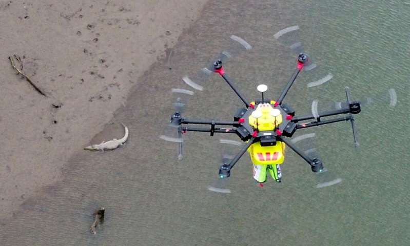 The high-tech drones known as 'croc spotters' were tested along riverbeds, detecting animals as they went