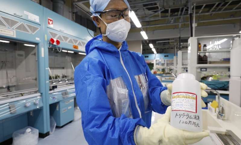 Tritium remains in filtered contaminated water at Fukushima Dai-ichi nuclear plant in Okuma, Japan